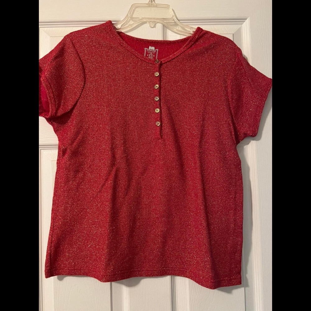 Red with Gold Glittery Blouse